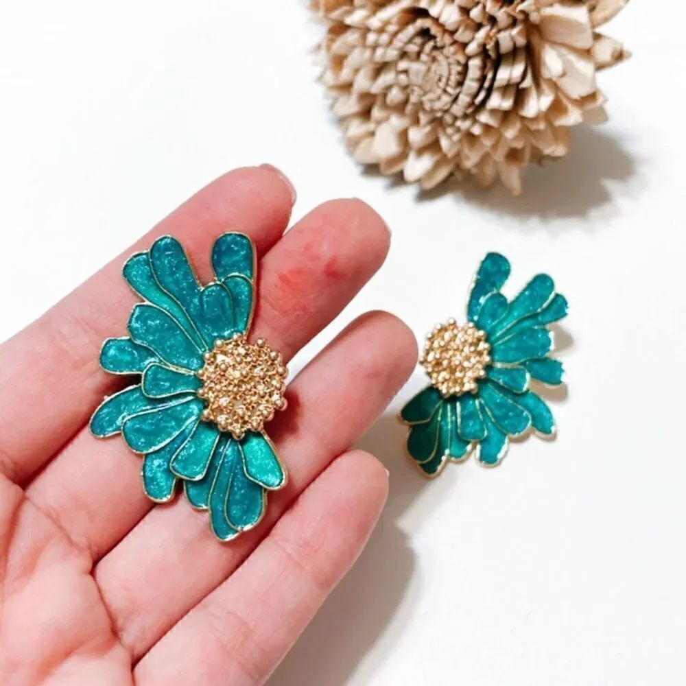 Flower statement earrings M249 - Picture 5 of 5